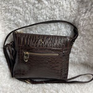 ASHWOOD leather Brown croc embossed shoulder/crossbody bag gold tone accents